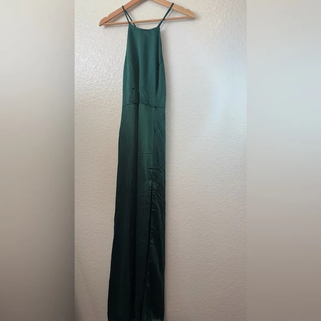 Lulus Make it Elegant Emerald Green Satin Strappy Maxi Dress - Image 6