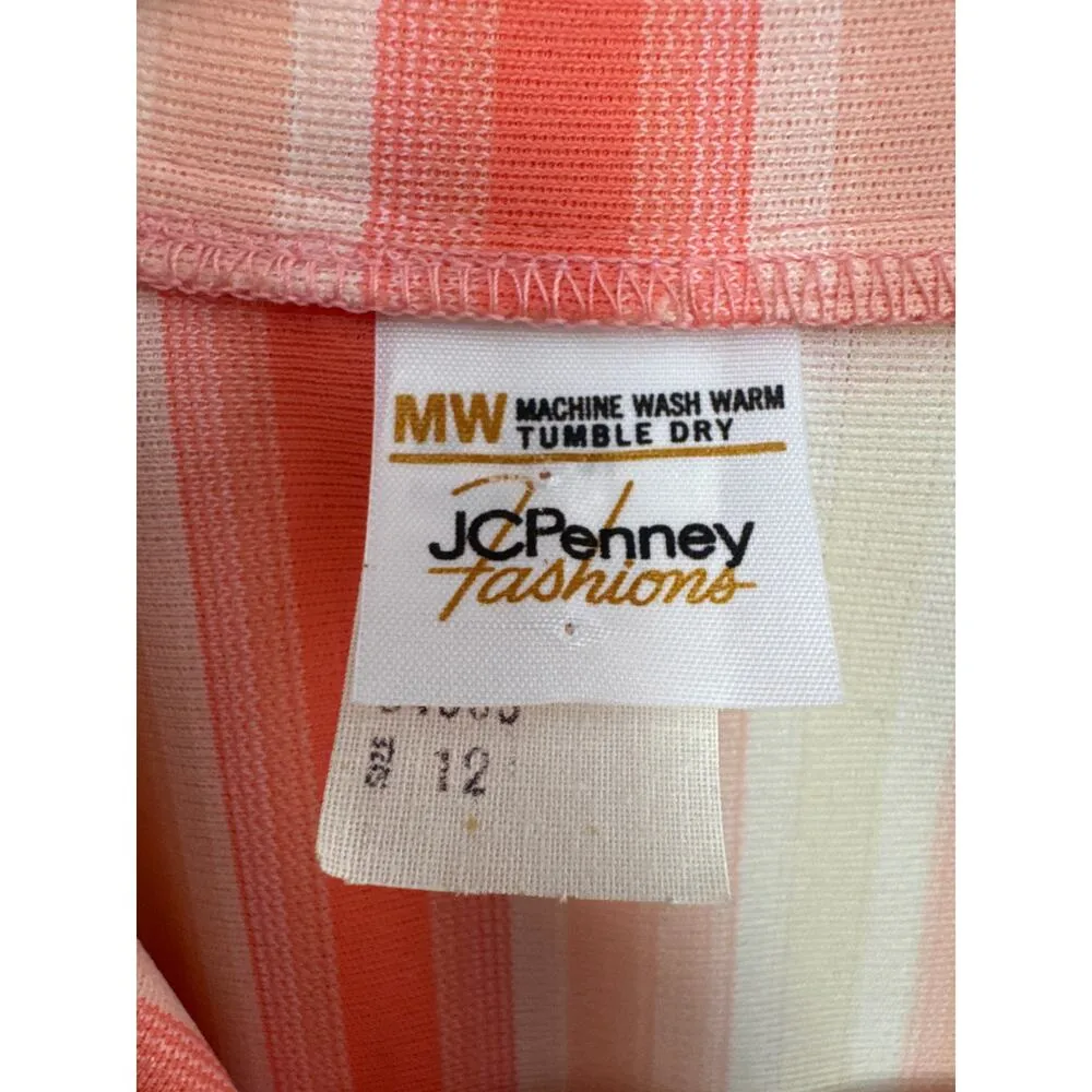 Vintage 70's JC penney Fashion orange tan Stripe dagger blazer medium - Image 9
