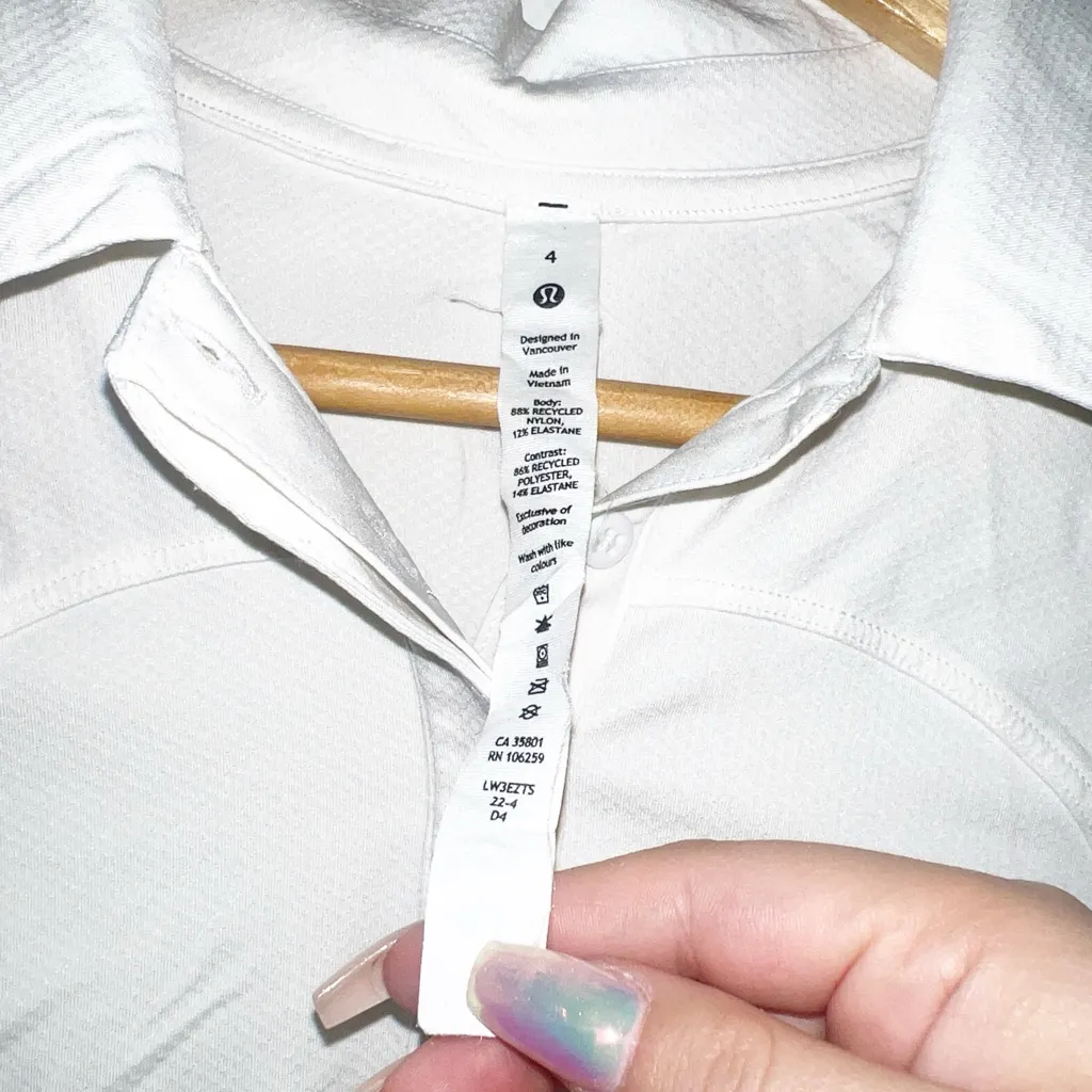 Lululemon white quick drying curved hem polo shirt - Image 6