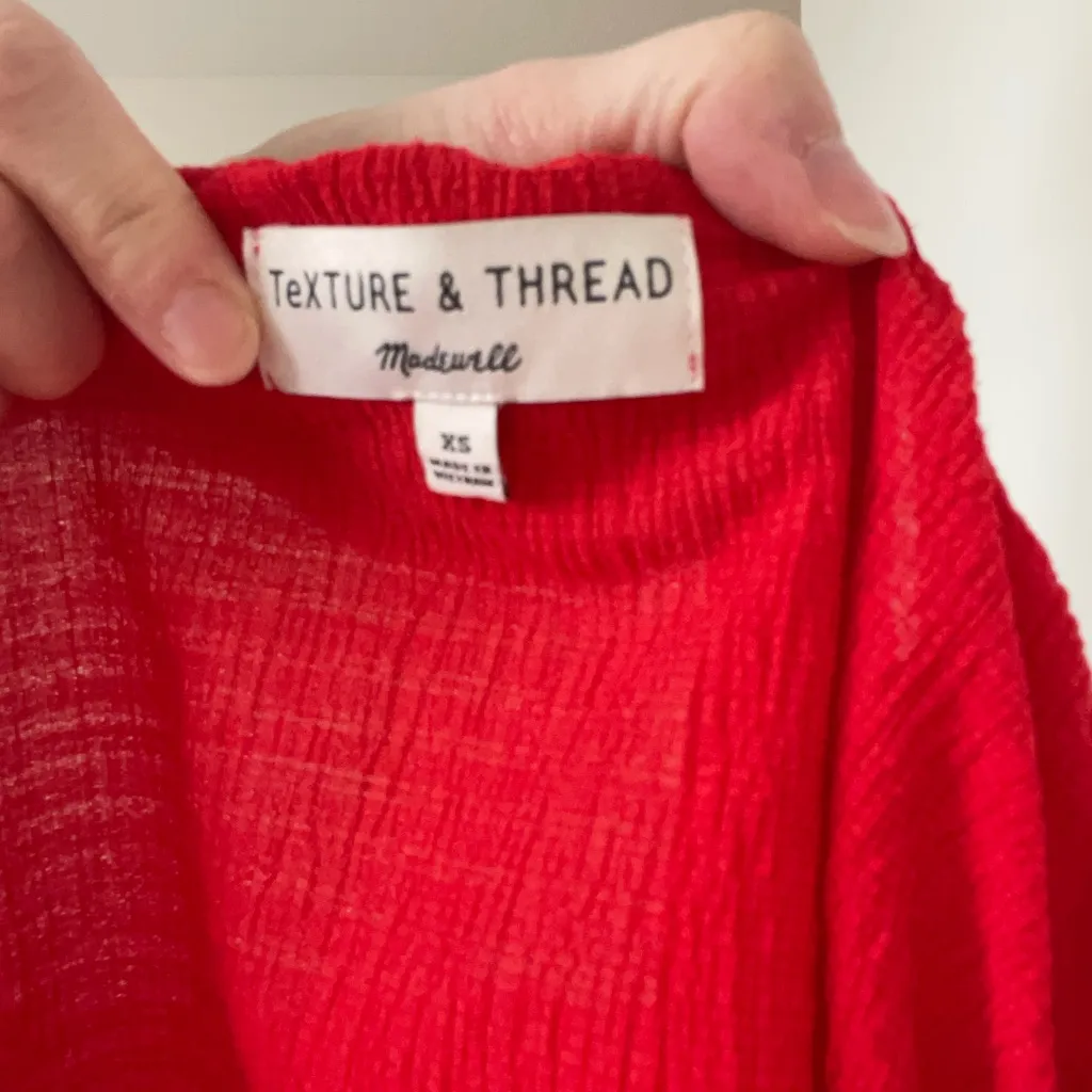 Madewell Red Peasant Puff Sleeve Top - Image 7
