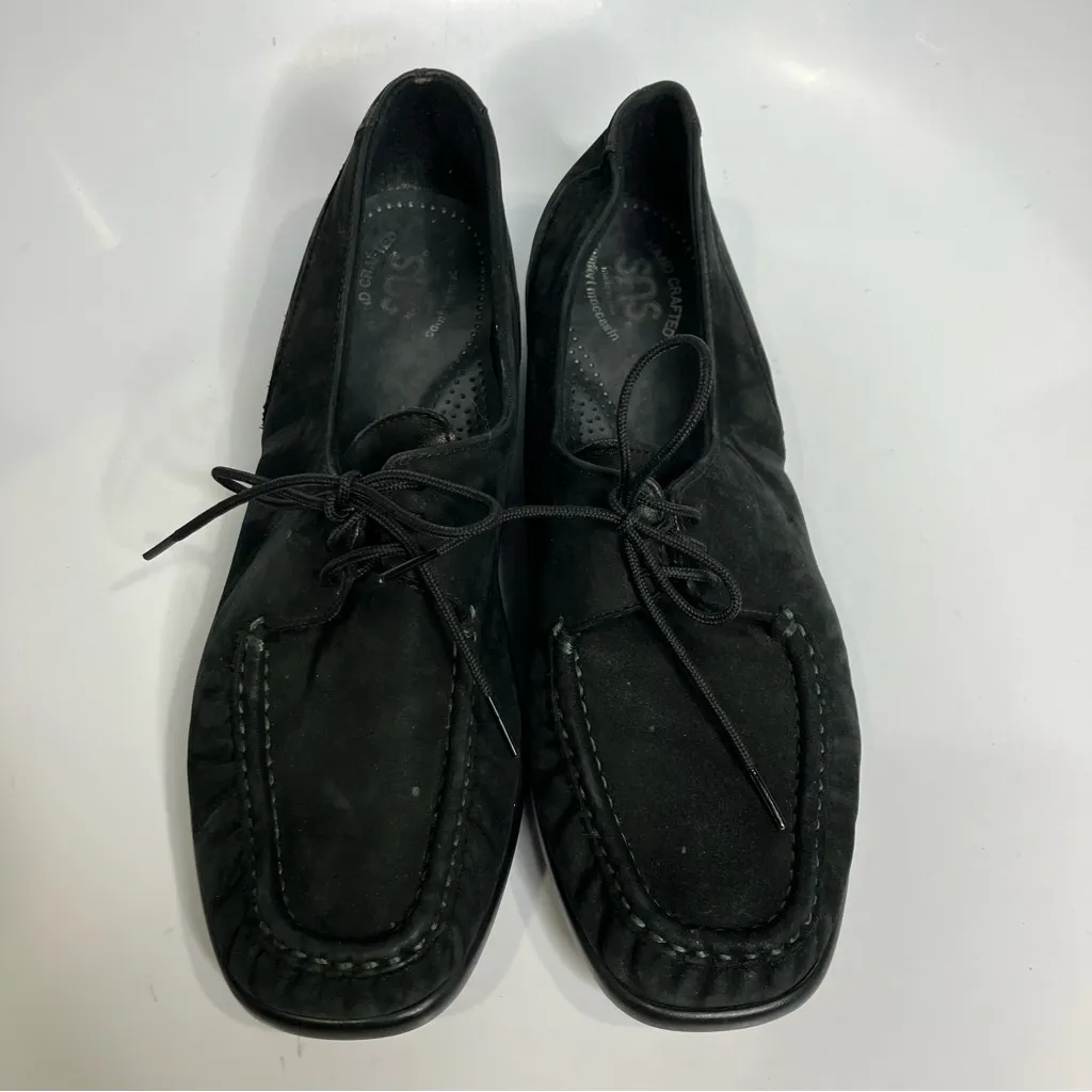 SAS black suede slip on loafer lace up tie comfort shoes women’s‎ size 10 casual - Image 2