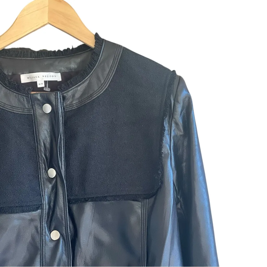 Melissa Nepton Miley Vegan Leather Tweed Jacket Black Size undefined - Image 6