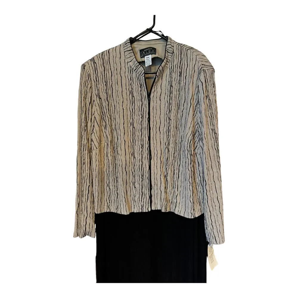 NWT Alex Evenings Women's Long Dress with Mandarin Neckline Jacket size 22W - Image 3