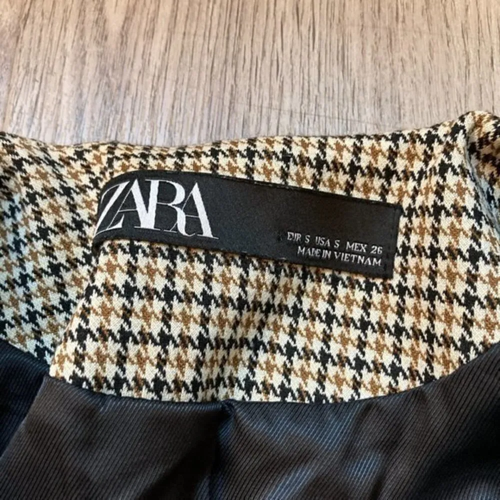 Zara Belted Houndstooth Frock Blazer Coat Size S NWOT - Image 6