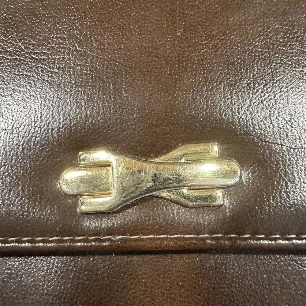 Vintage Purse With Mirror Clutch~Gold hardware~70’s Retro~Rome On Snap Brown - Image 3