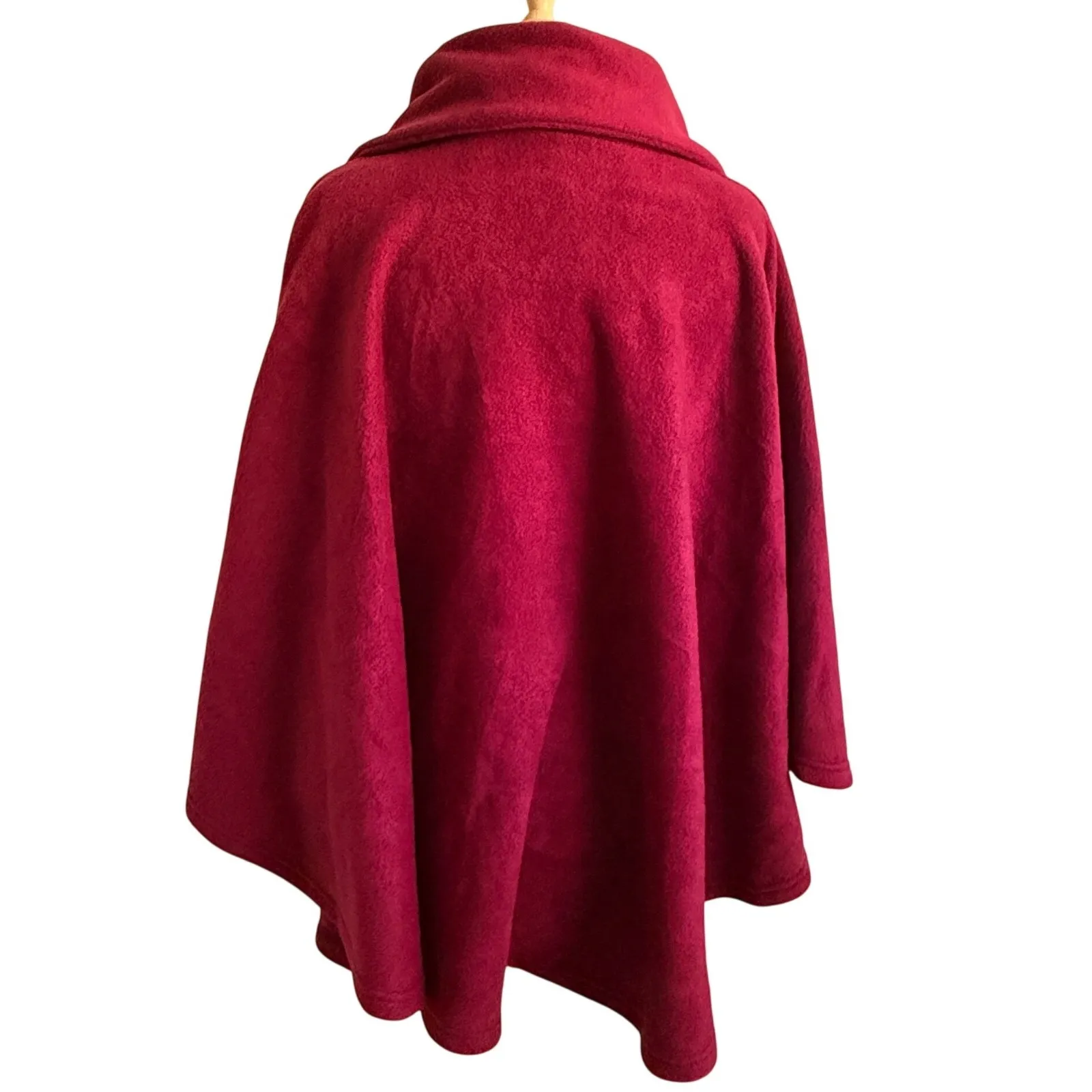 Cover Me Red Cape Poncho One Size OS Button Front Swing Coat - Image 2