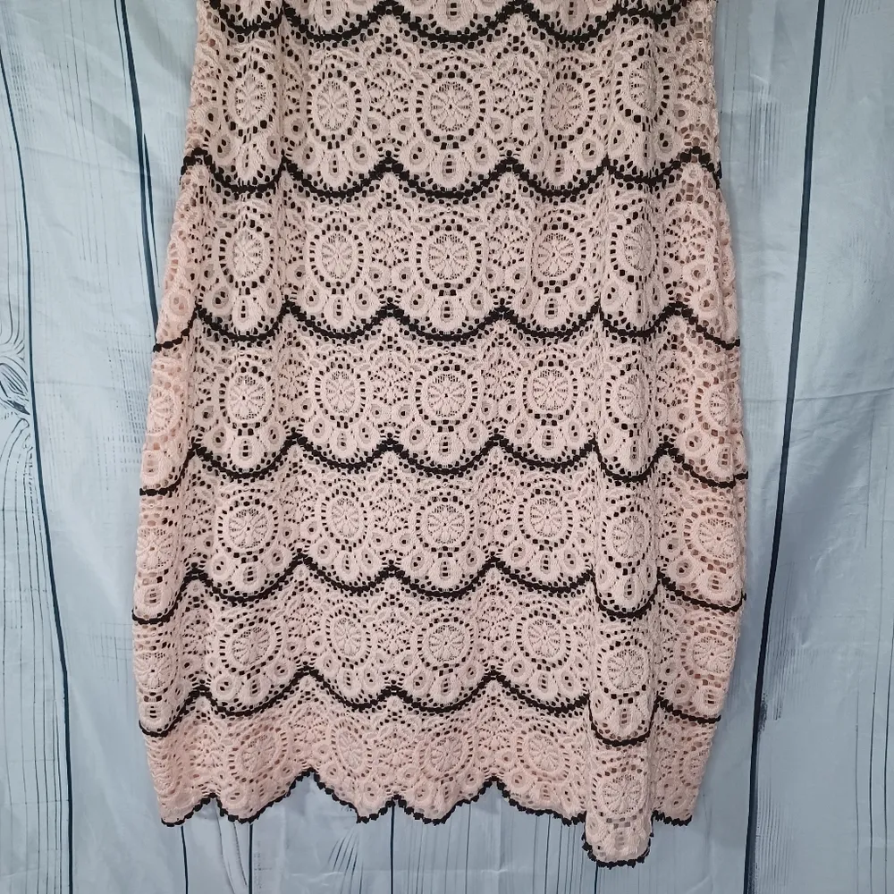 Vtg Guess Cocktail Dress Mini Light Pink Lace Overlay Guess LosAngeles 90s Y2K - Image 5