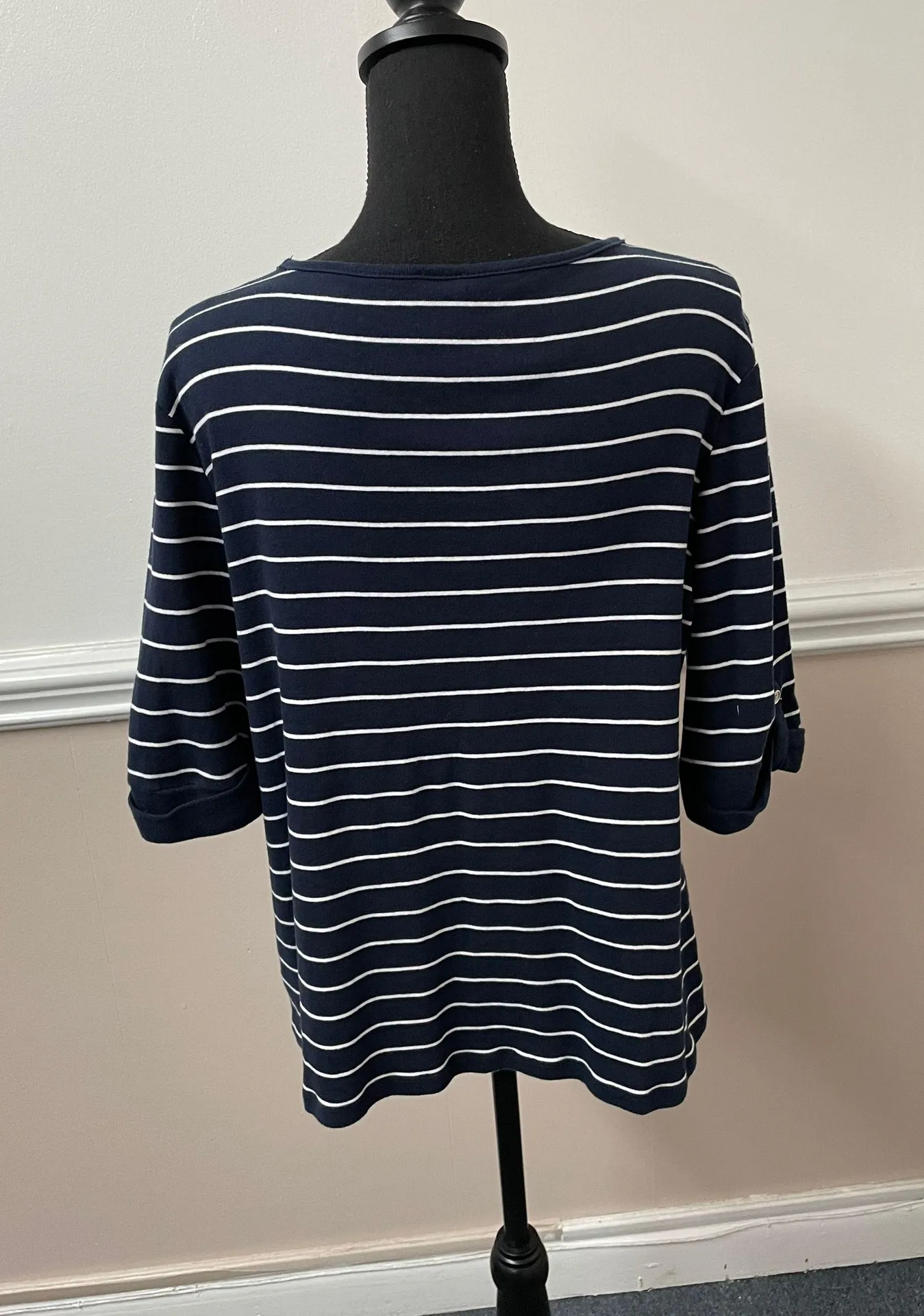 Anne Klein Stripe Navy Blouse - Image 2