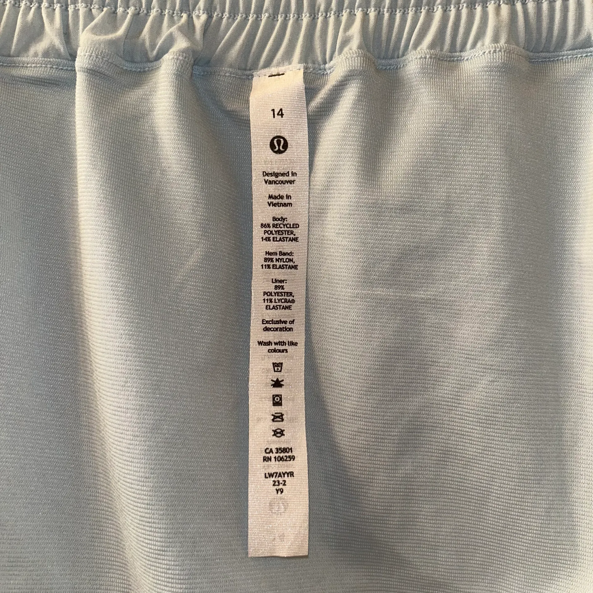 Hotty Hot Short High Rise 2.5” Lined Size 14 Powder Blue - Image 6