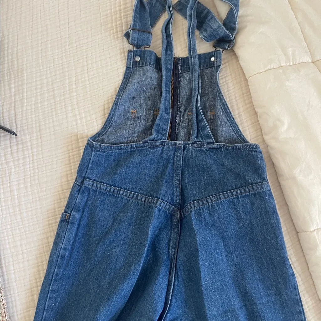 1970s Vintage Levi’s Front Zip Denim Overalls Wide Leg Orange Tab Boho Workwear - Image 10