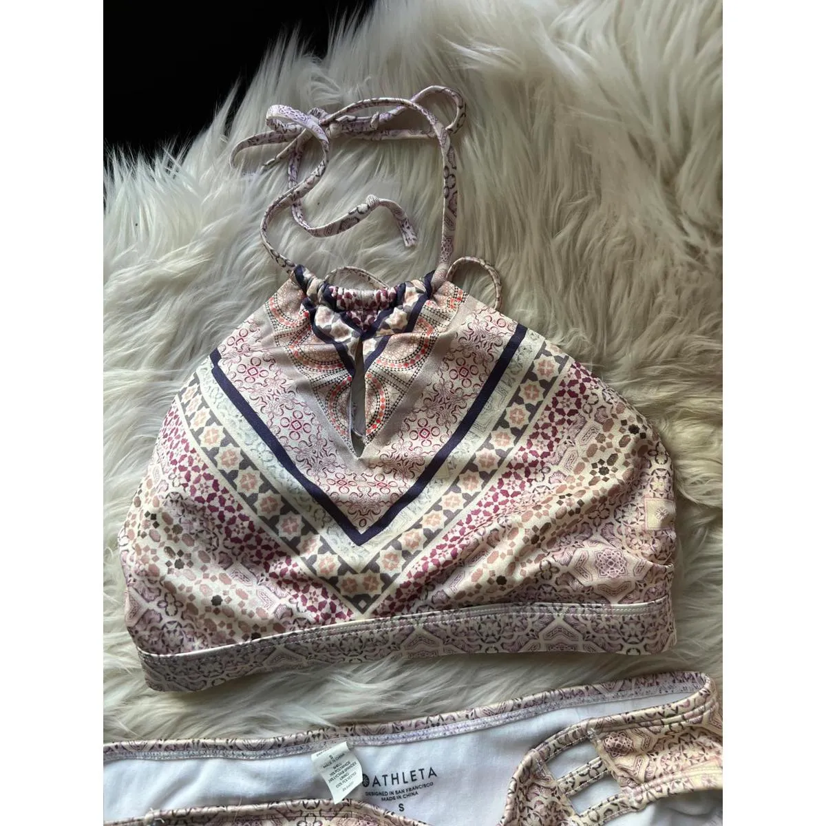 Athleta  Printed Halter Bikini Set Size Small - Image 3