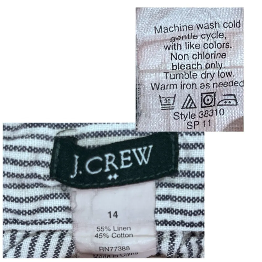 J. Crew Classic Nautical Linen A-Line Navy Striped Mini‎ Skirt Women’s 14 Summer - Image 5