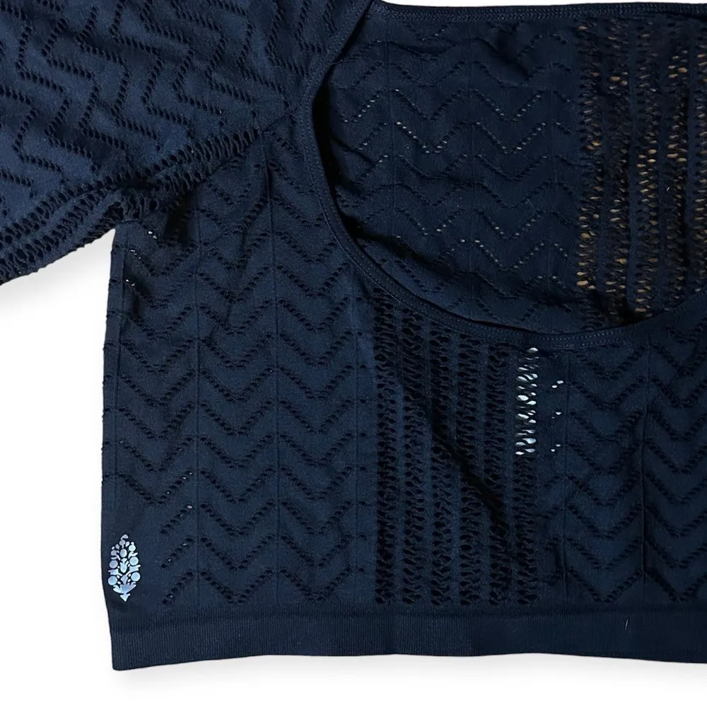 Free People FP Movement Perforation Nation Long Sleeve Top NWOT Black XL - Image 6