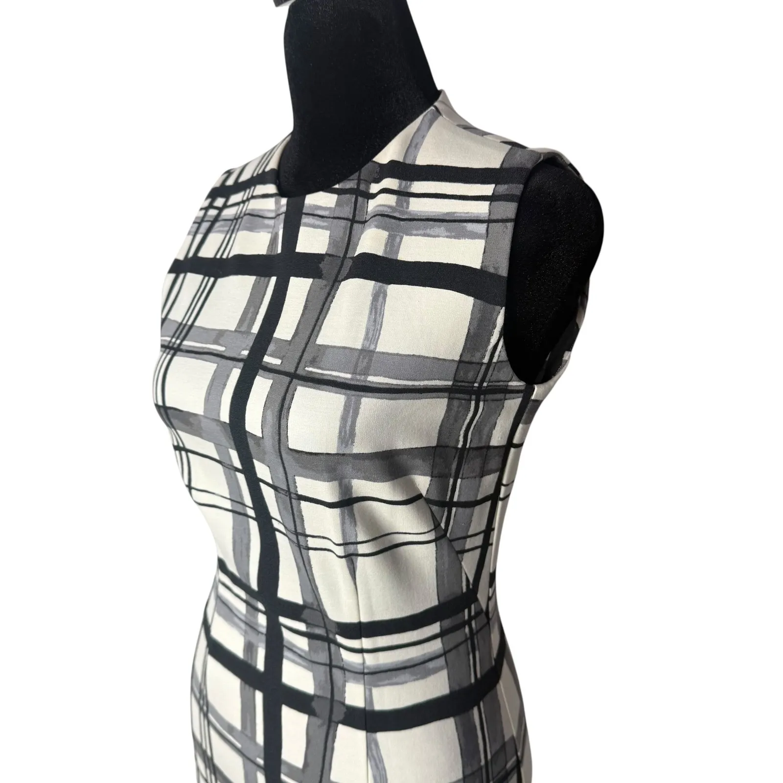 J.McLaughlin Devon Plaid Sleeveless Sheath Dress Size XS Stretch Office Retro - Image 9