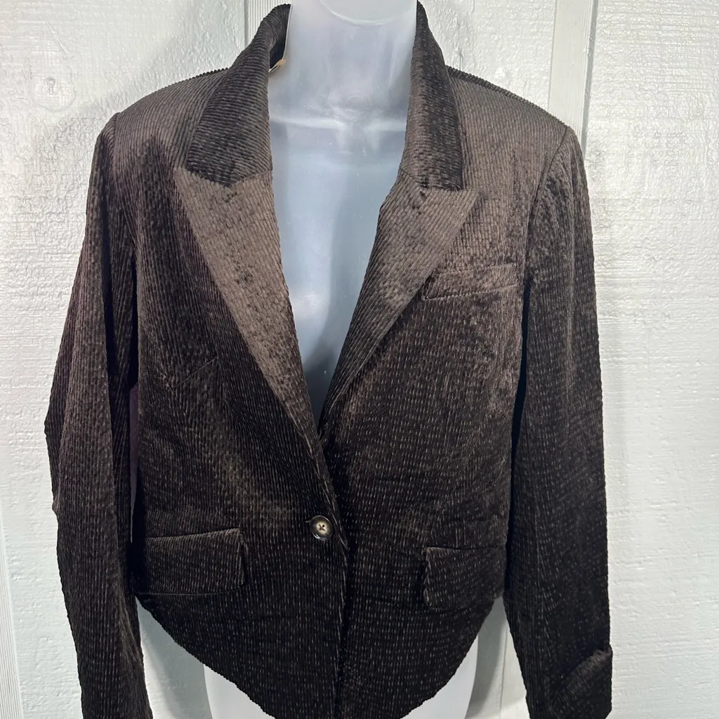 Democracy Brown Casual Women’s Long Sleeve Button Front Blazer Size Small NWT - Image 3