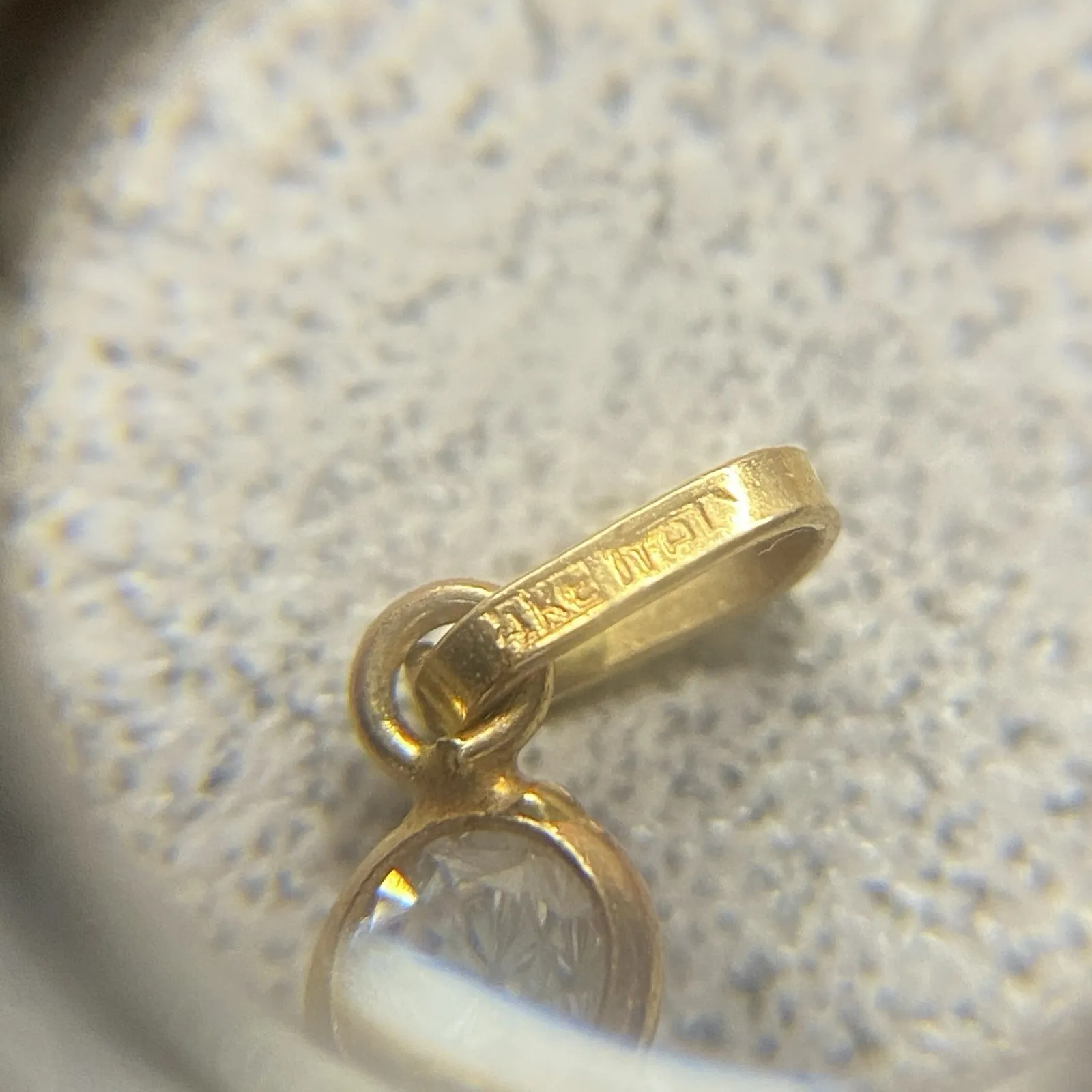 14k Yellow Gold Trillion Cubic Zirconia October Birthstone Girl Charm Pendant - Image 3