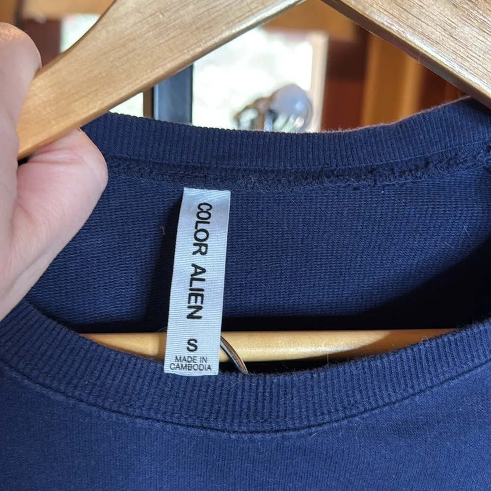 COLOR ALIEN FRENCH TERRY DIP DYE RAGLAN SLEEVE TOP & LOUNGE PANTS SET SIZE SMALL Blue - Image 4