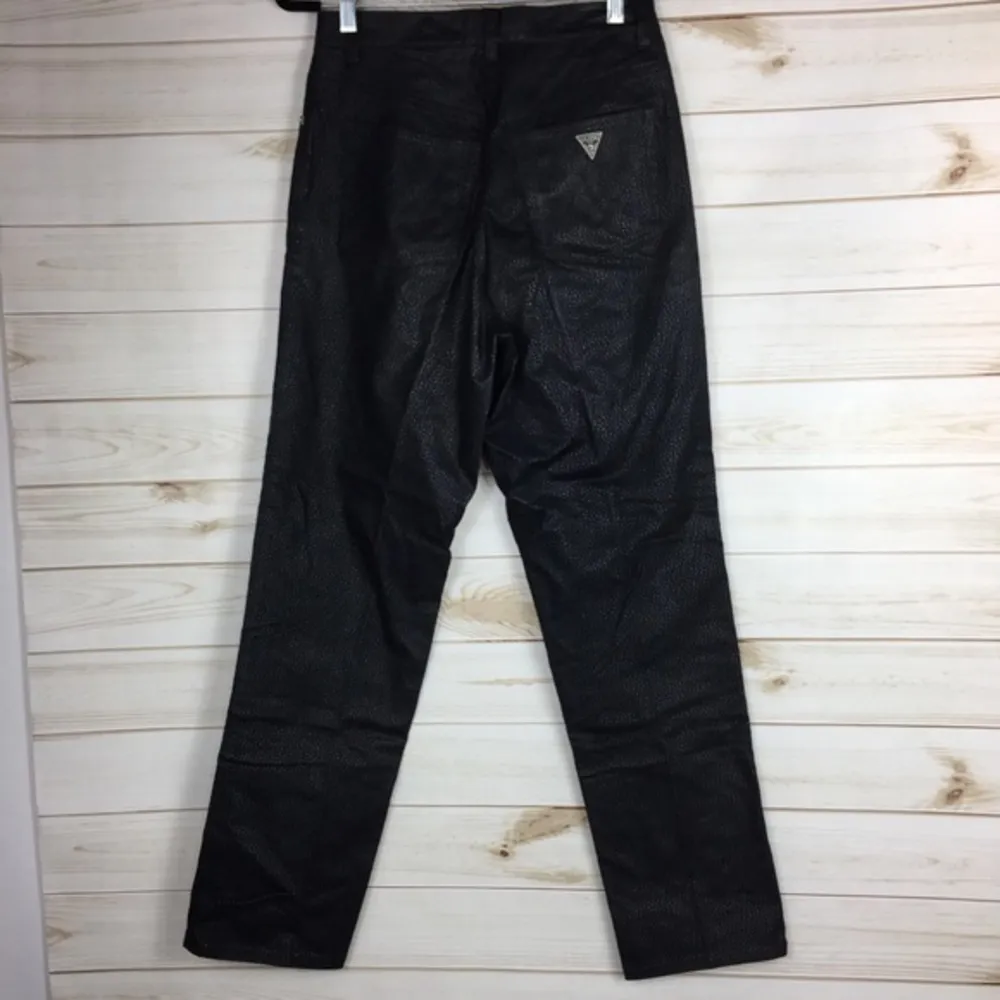 Vintage Guess Jeans High Waist Textured Wax Coated Tapered Leg - Image 6