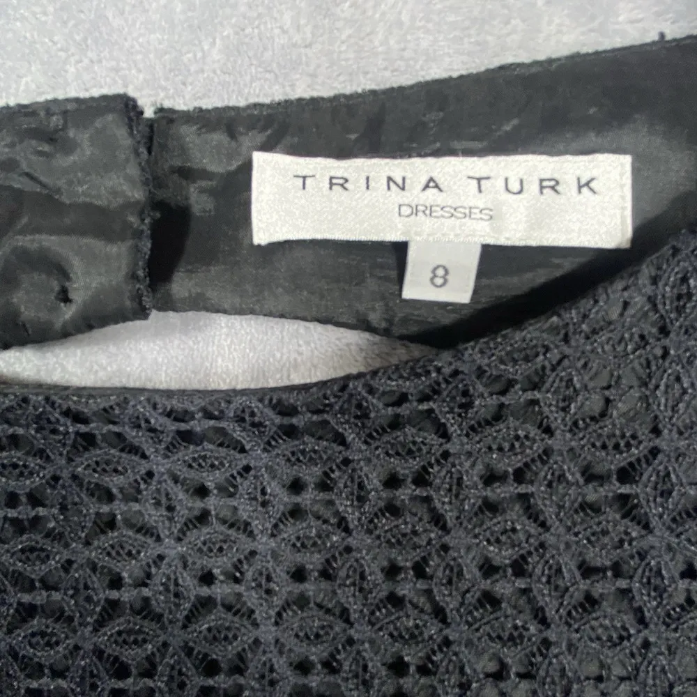Trina Turk Dress Sz 8 Black Lace Knee Elegant Classic Cocktail Sophisticated USA - Image 16