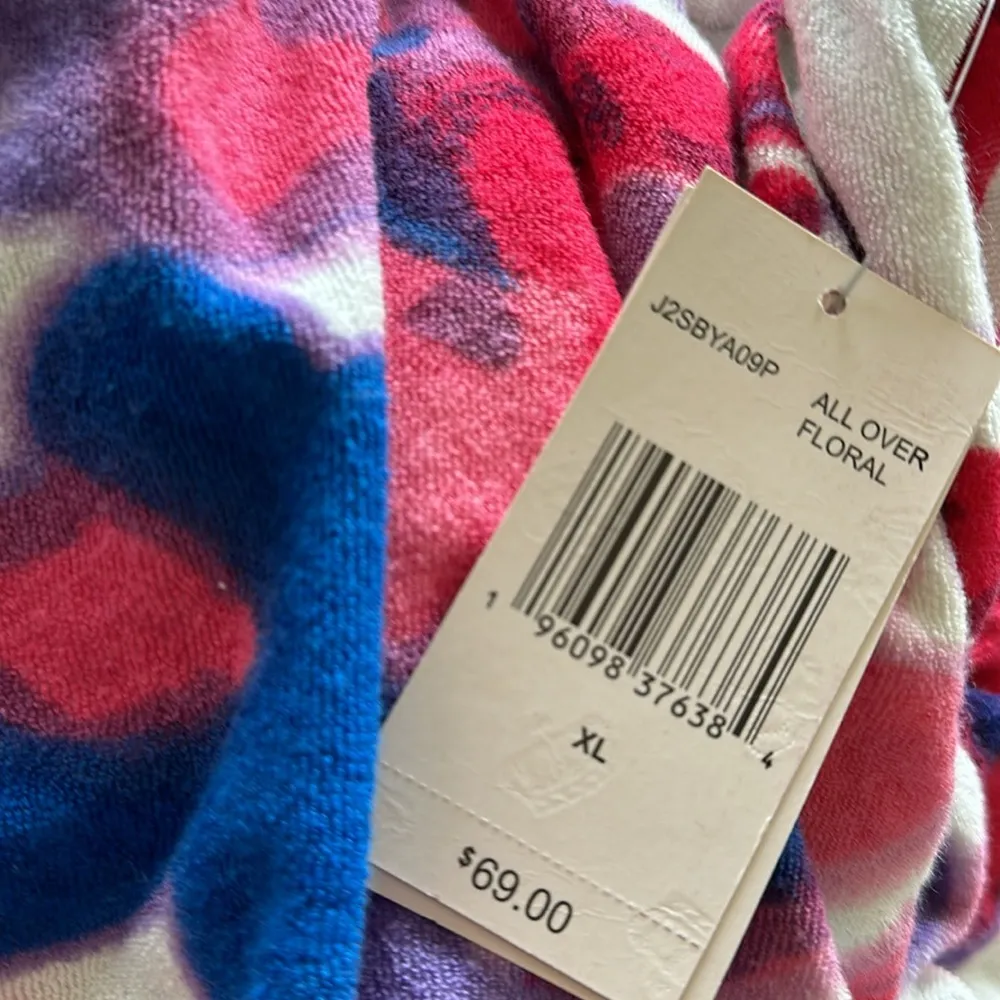 NWT JUICY COUTURE All Over Floral Pink Blue Purple Terry Jogger Pants XL - Image 4