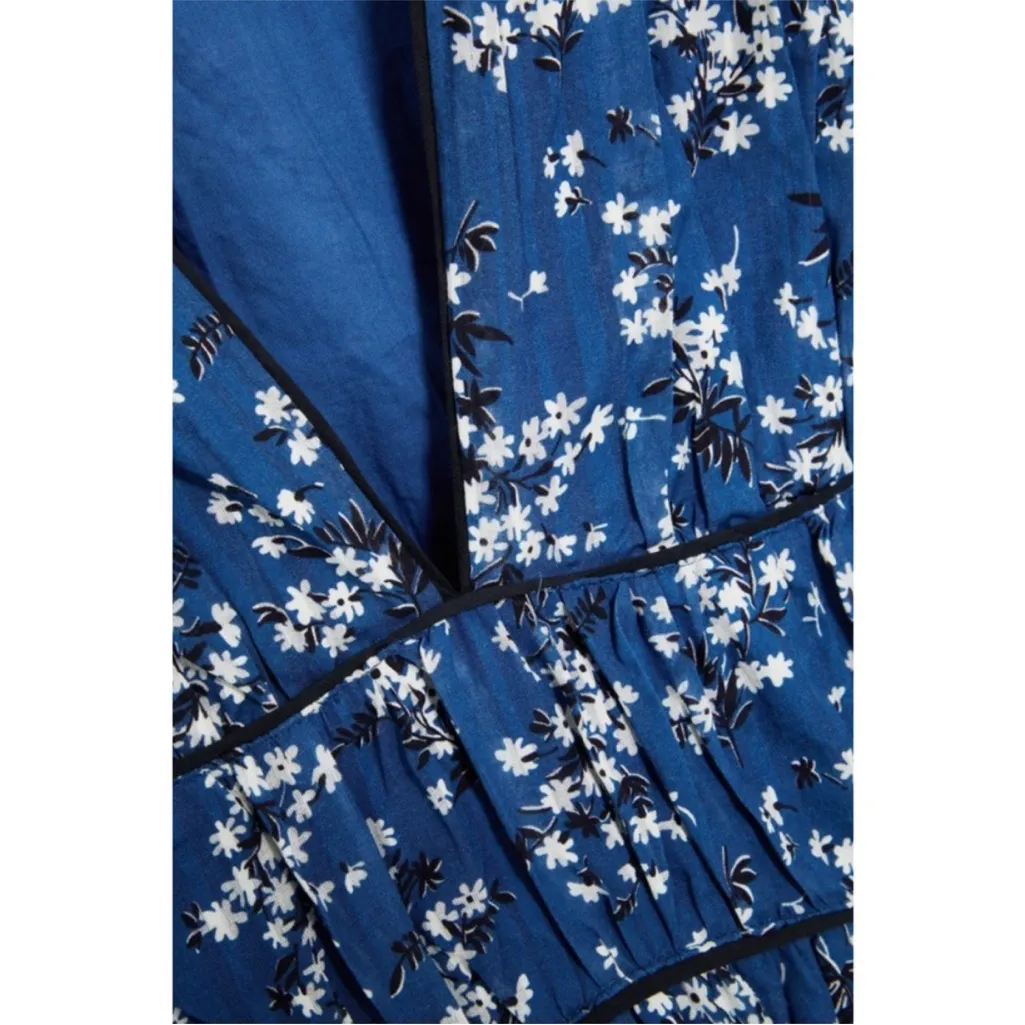 NWOT Ulla Johnson Silk Blue Joan Midi Floral Dress Size 0 - Image 9