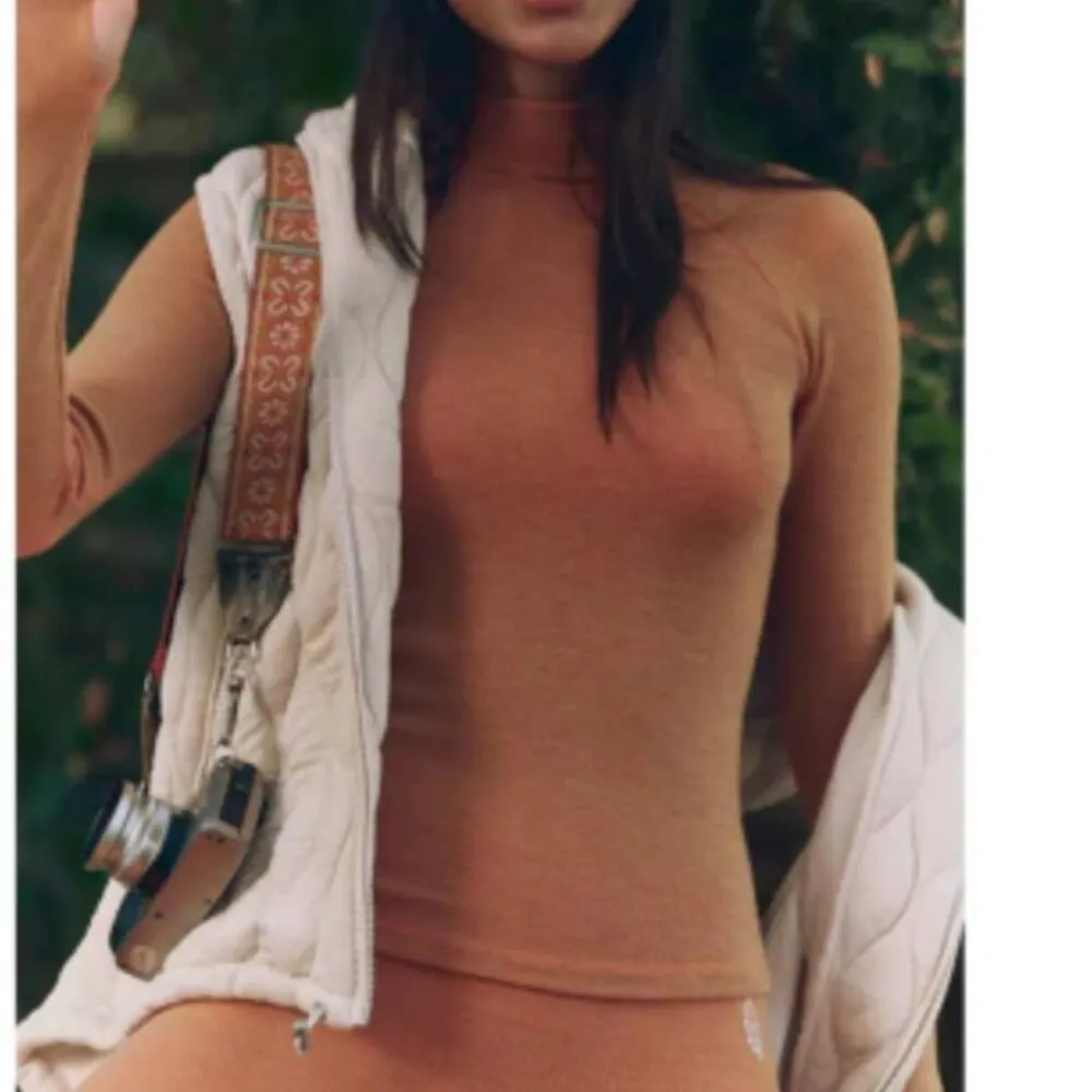 #206 NWT Free People Cool Down Wool Base Layer in Camel Heather - Image 2