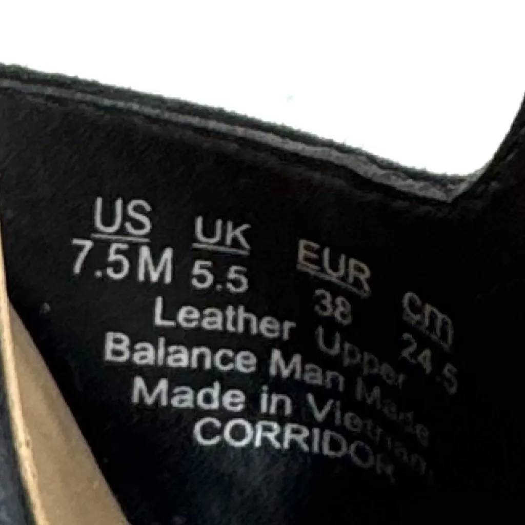 Franco Sarto Corridor Leather T-Strap Cork Wedge Sandals Black Size 7.5 - Image 2