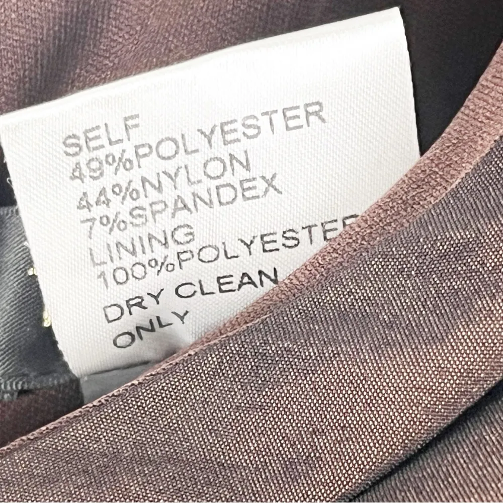 TADASHI SHOJI Brown Ruched Sequin Puffer Sleeves Deep V-Neck Maxi Dress Size 14 - Image 4