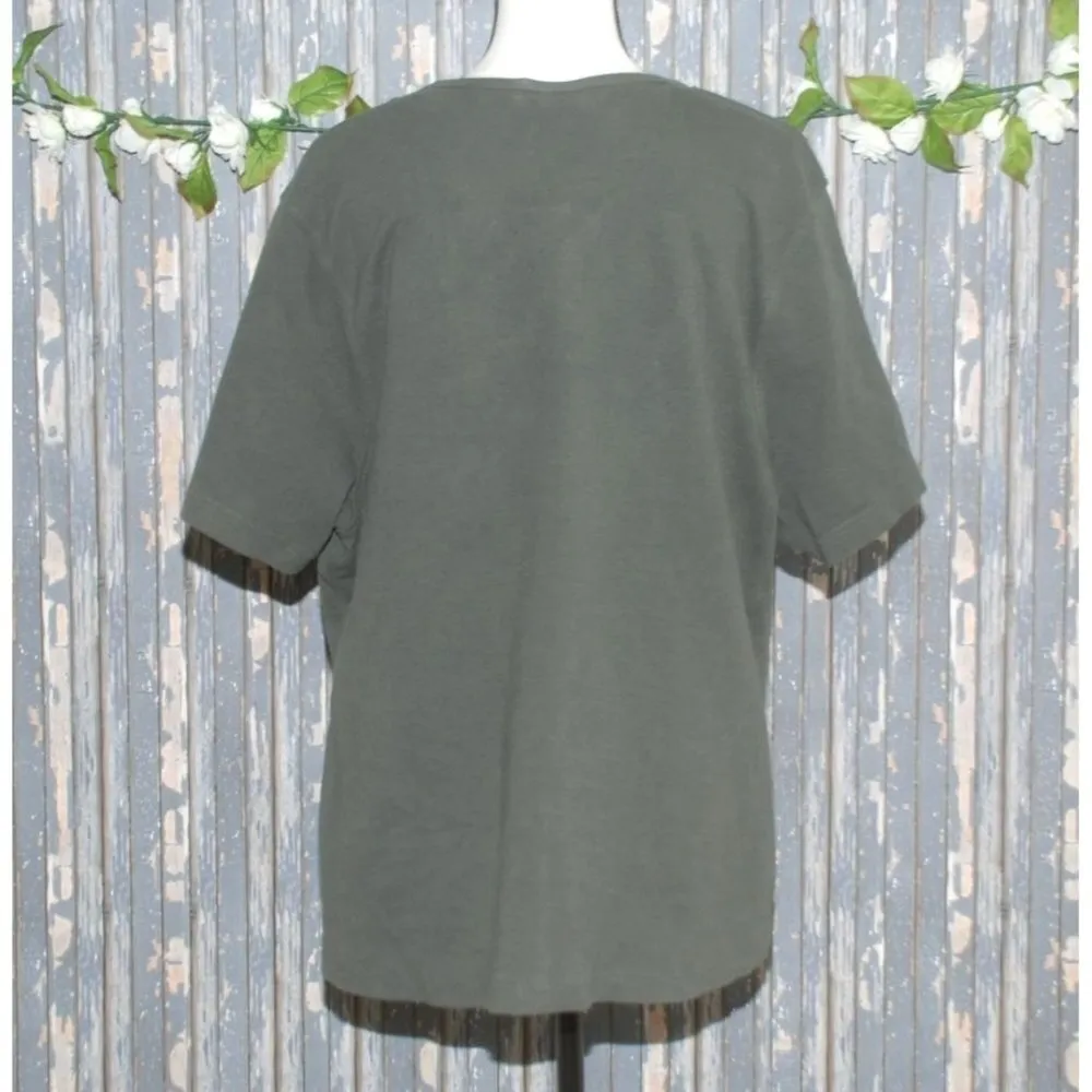 Avenue Women's Dark Green T-Shirt Top Plus Size 26/28 Short Sleeve Stretch - Image 4