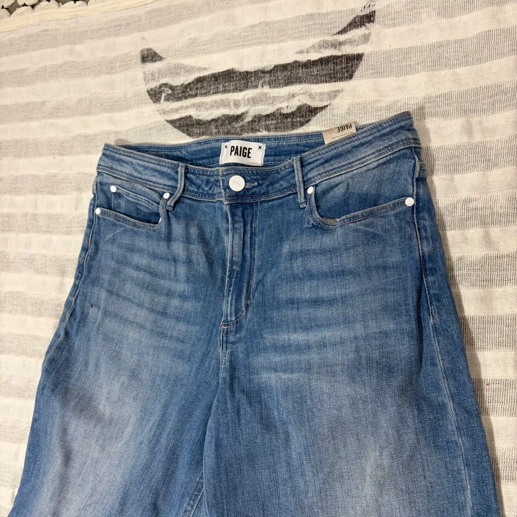 PAIGE Jeans Womens 29 Nellie Wide Leg Cropped Denim Stretch (35x25) Casual - Image 2