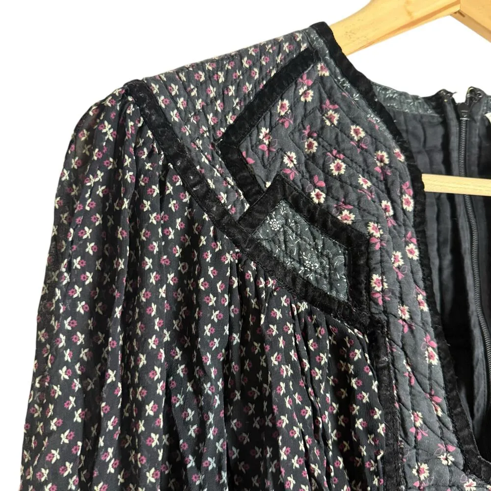 SEA Alani Black Floral Print Chiffon Long Sleeve V - Image 12
