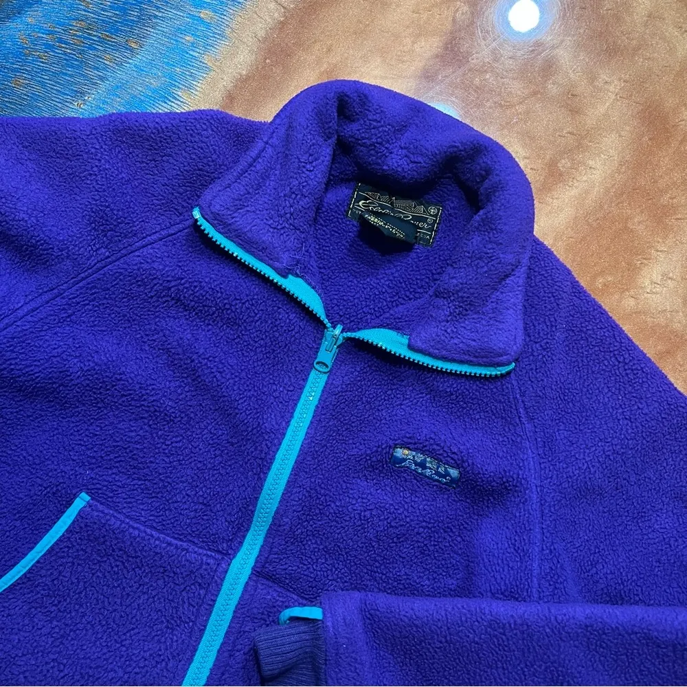 Vintage Eddie Bauer Fleece Jacket Full Zip Thick Purple Teal size small - Image 8