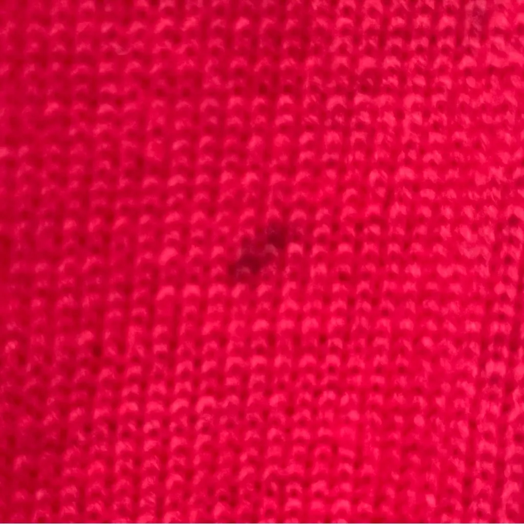 Vintage embroidery pom pom button up Red cardigan beaded Sweater size L FLAWS Size L - Image 14