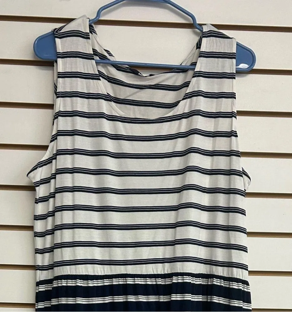 Lands’ End Blue Sundress Sleeveless Navy & White Plus Size 1X (16-18) NWT Summer - Image 2