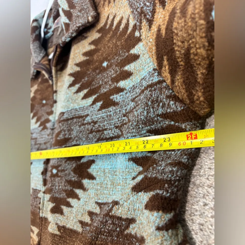 Vtg Black Mountain Outdoor Full Zip Aztec Fleece Jacket USA Made Women’s 2XL Brown Size 2X - Image 9