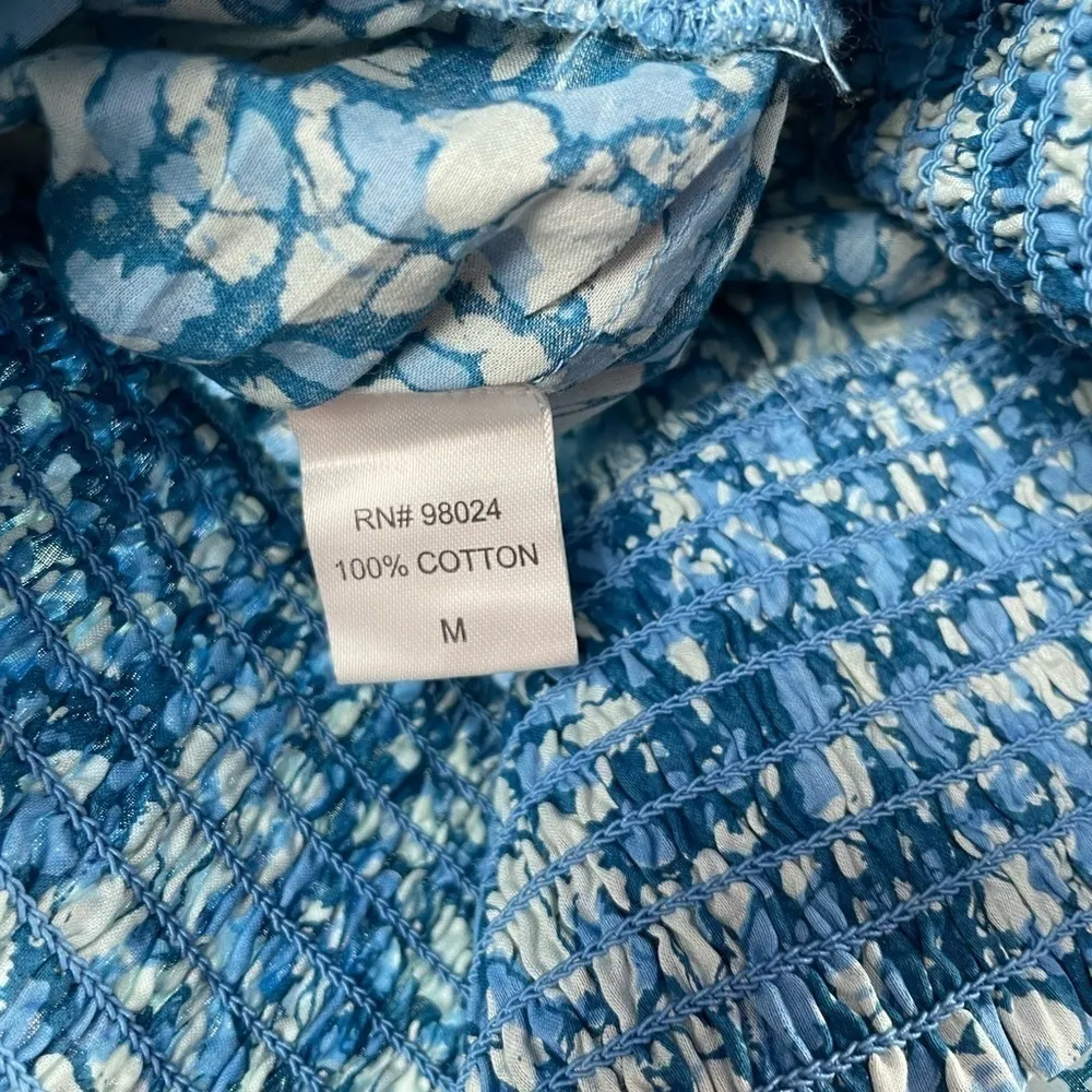 NWT House of‎ Harlow 1960 Helena Smocked Ruffled Floral Cropped Top Blue Size M Size M - Image 6