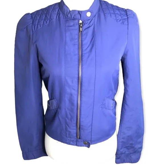 H&M Purple Cloth Moto Full Zip Up Quilted Jacket - Image 23