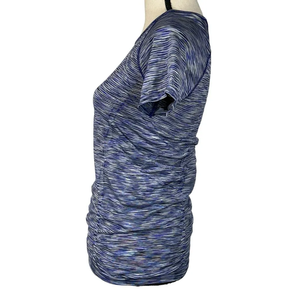 Athleta Medium Space Block Fastest Track Tee Top Ruched Space-Dye Short Sleeves - Image 6