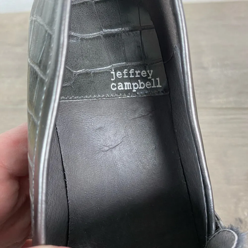 Jeffrey Campbell Black Croc Student Platform Horsebit Loafer Sz.8 - Image 8