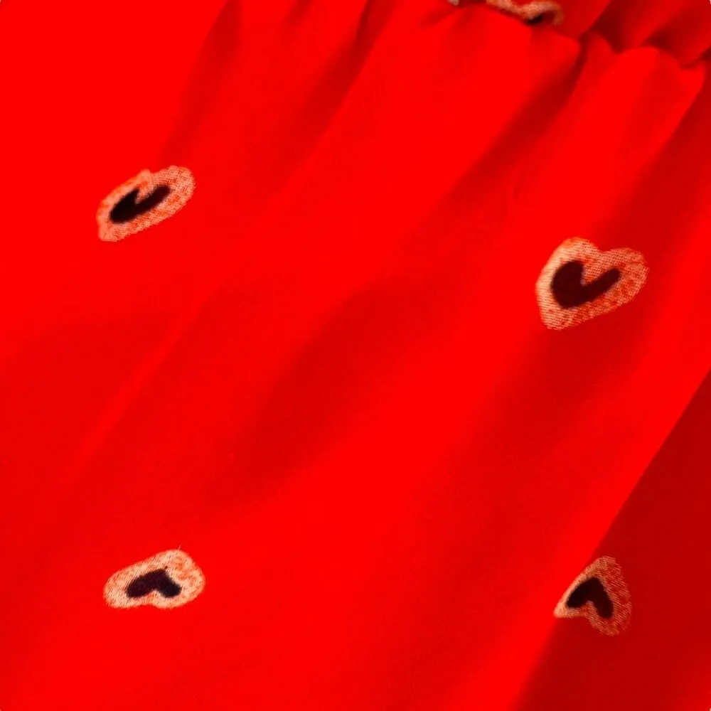 Maison Jules Heart Print Chiffon Short Flutter Sleeve Dress Size XL - Image 8