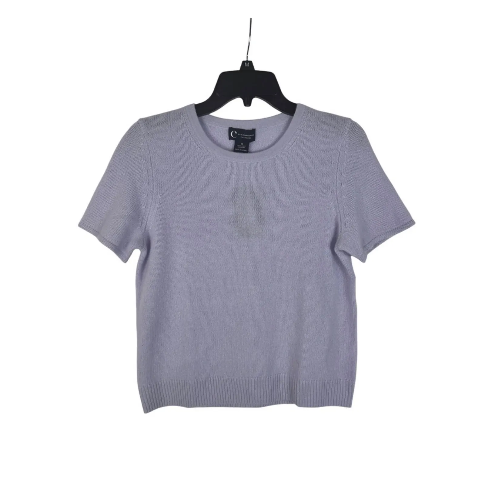 Bloomingdales Cashmere Short‎ Sleeve Crew Neck Sweater Serenity Blue Women's XL - Image 5