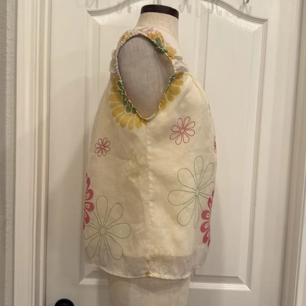 Vintage Y2K funky daisy print blouse Yellow Size M - Image 5