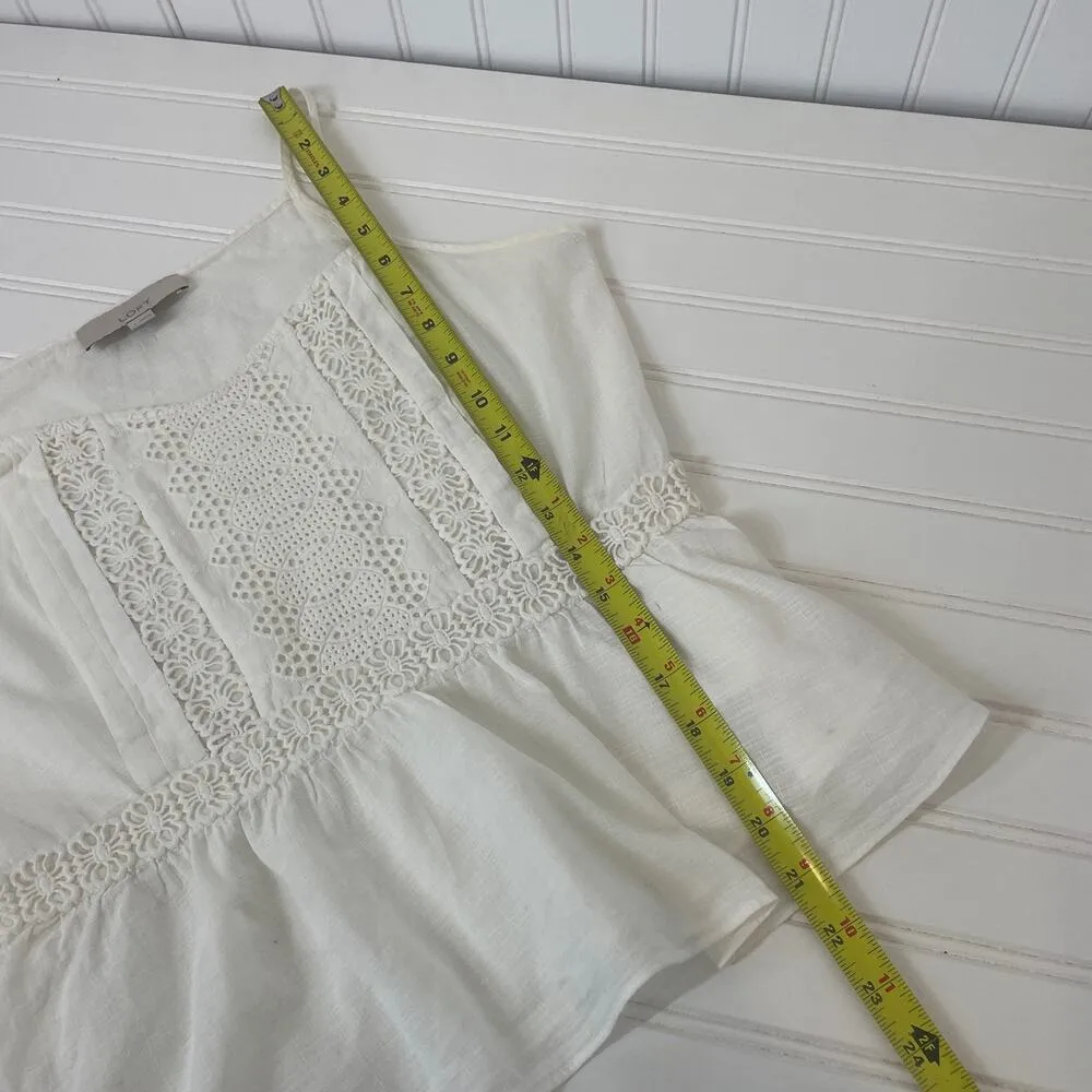 NEW LOFT White Crochet Babydoll Boho Top & Banana Republic Geo Shorts Size 4 - Image 4