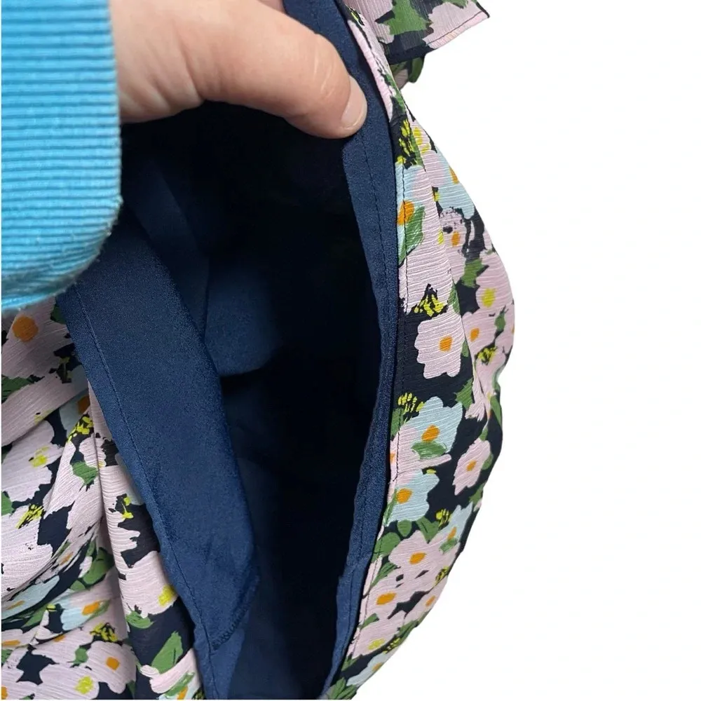 J. Crew Mercantile Drapey Floral Tie-Front Dress in Blue/Purple Size XS - Image 6