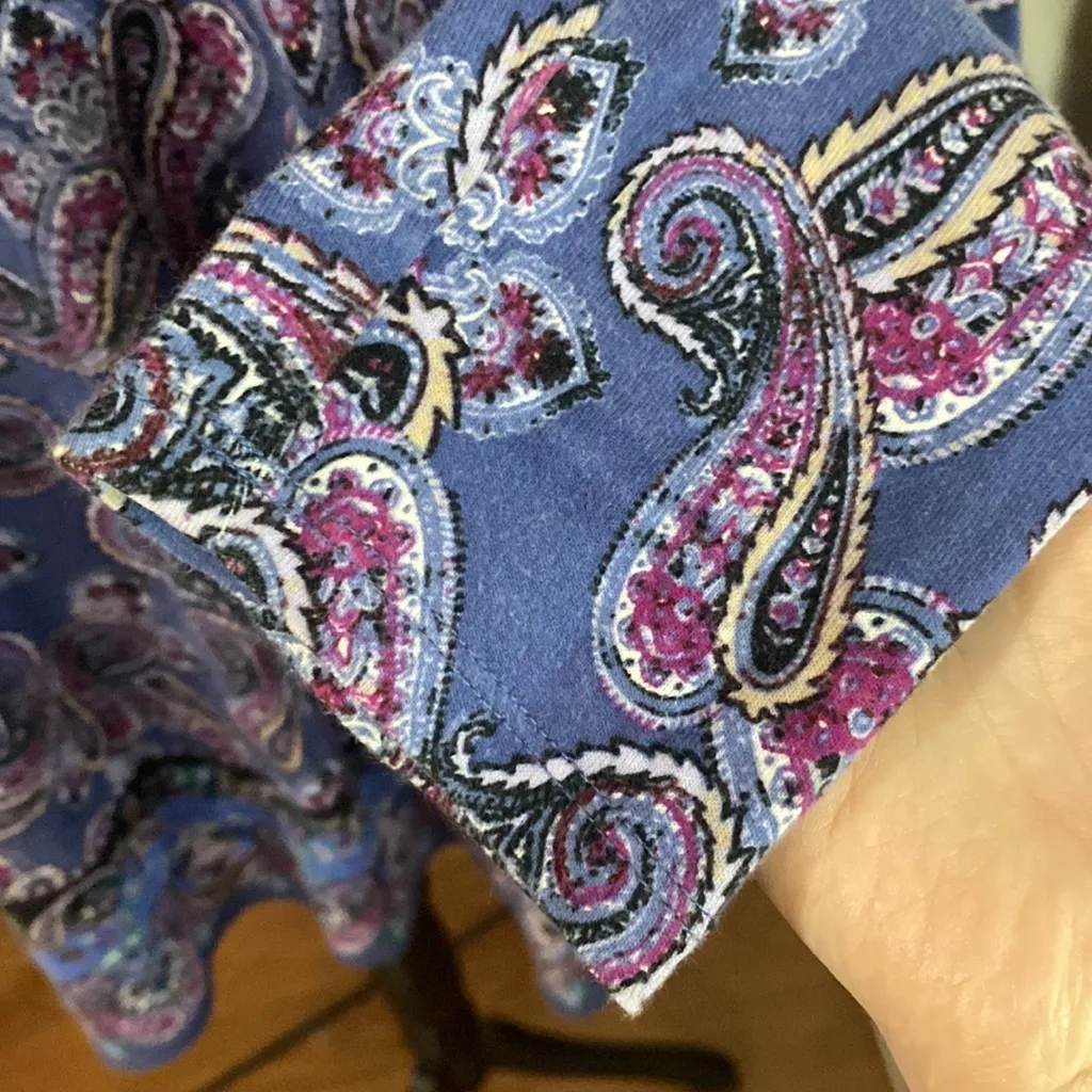 J Jill perfect pima cotton paisley Crewneck high low tunic size M Blue Size M - Image 8