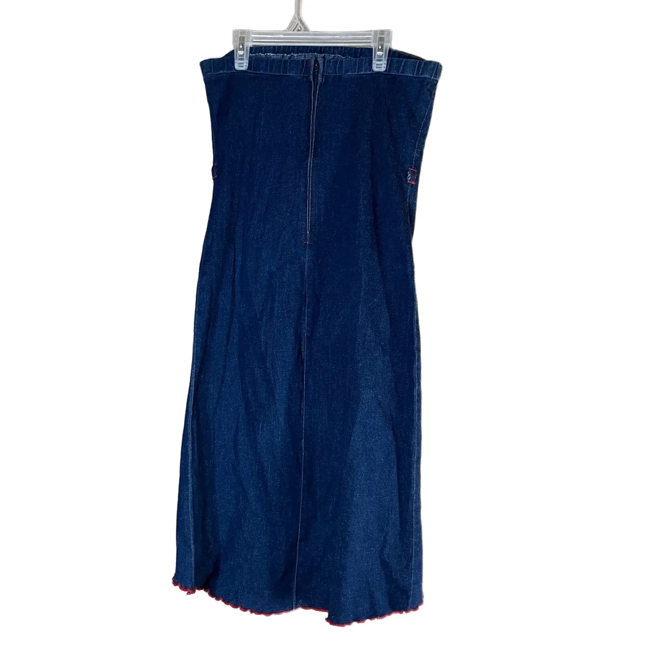 Stacy Womens Size Small Denim Strapless Tube Top Ruffled‎ Hem Vintage Y2K Dress Blue - Image 5