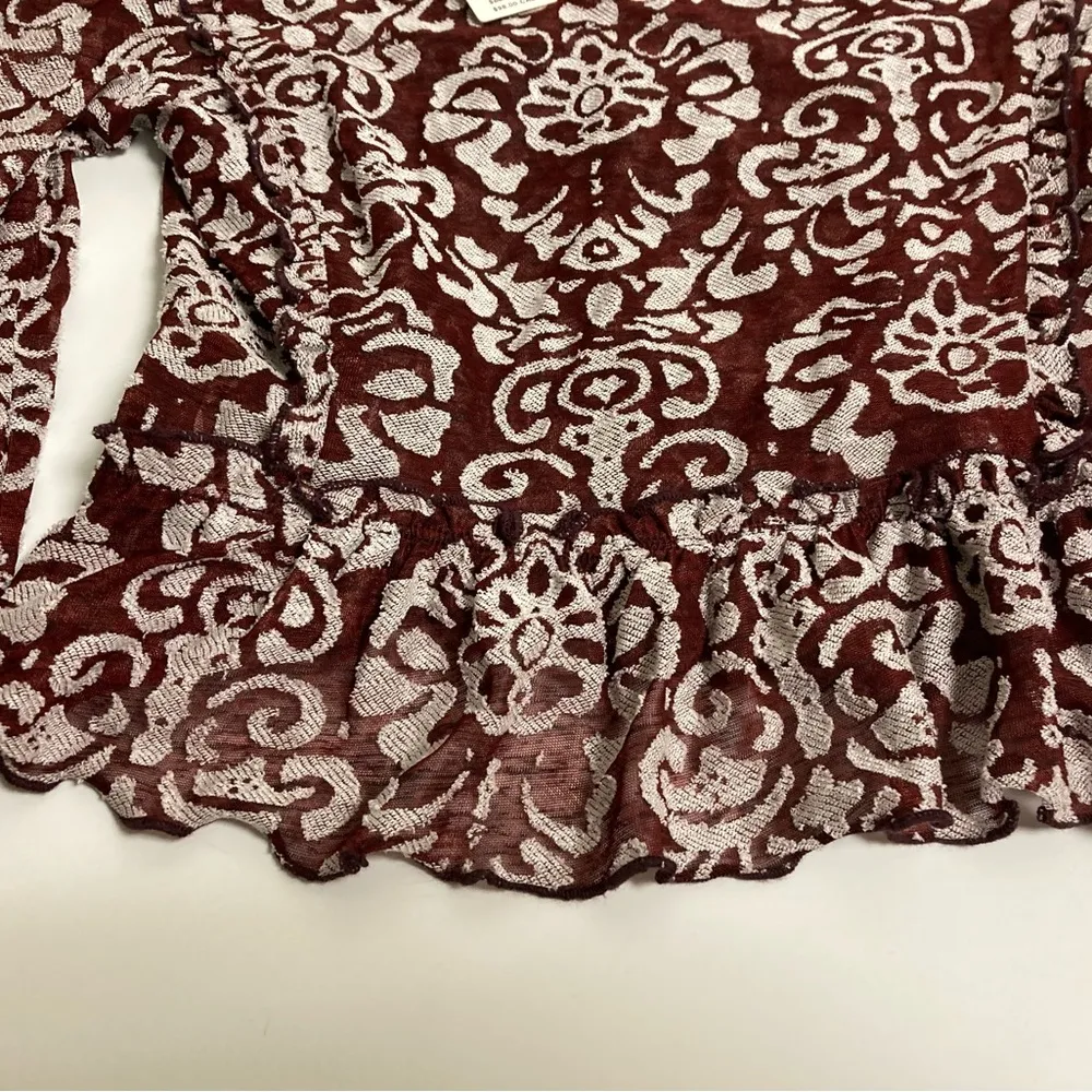 NWT Anthropologie (Burgundy & white/bone) Floral design/print - Image 8