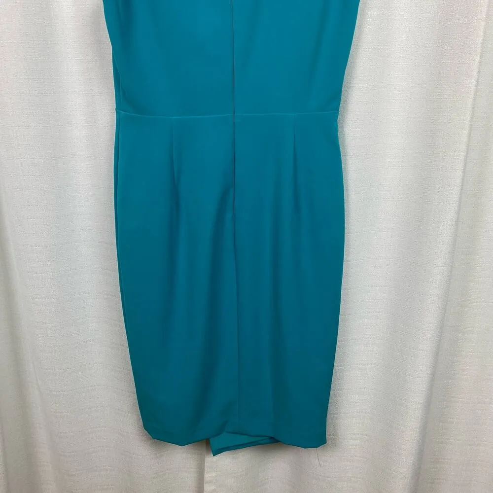 Black Halo Teal Nora V Neck Sleeveless Faux Wrap Sheath Dress Sz.6 NWT - Image 11