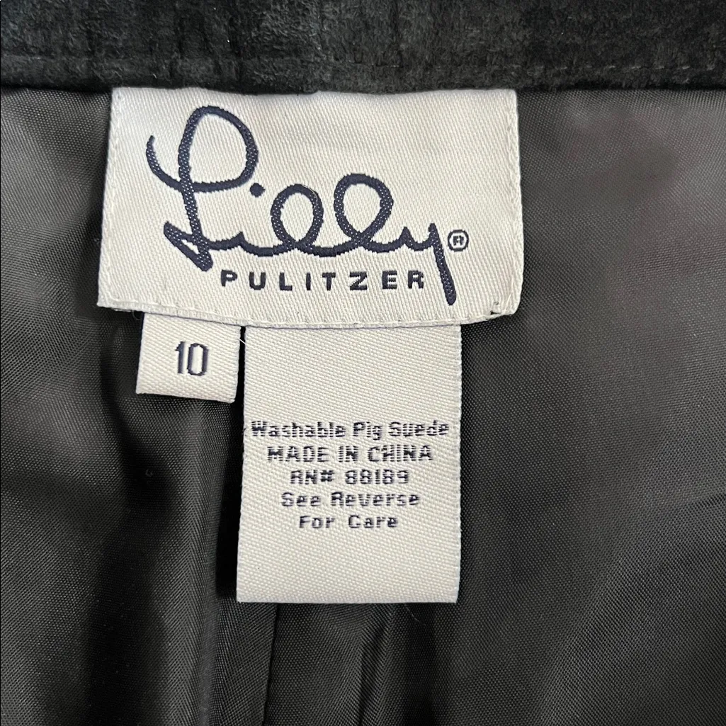 Vintage Lilly Pulitzer Suede Leather Wide Leg Pants Womens Sz 10 Black Western - Image 7