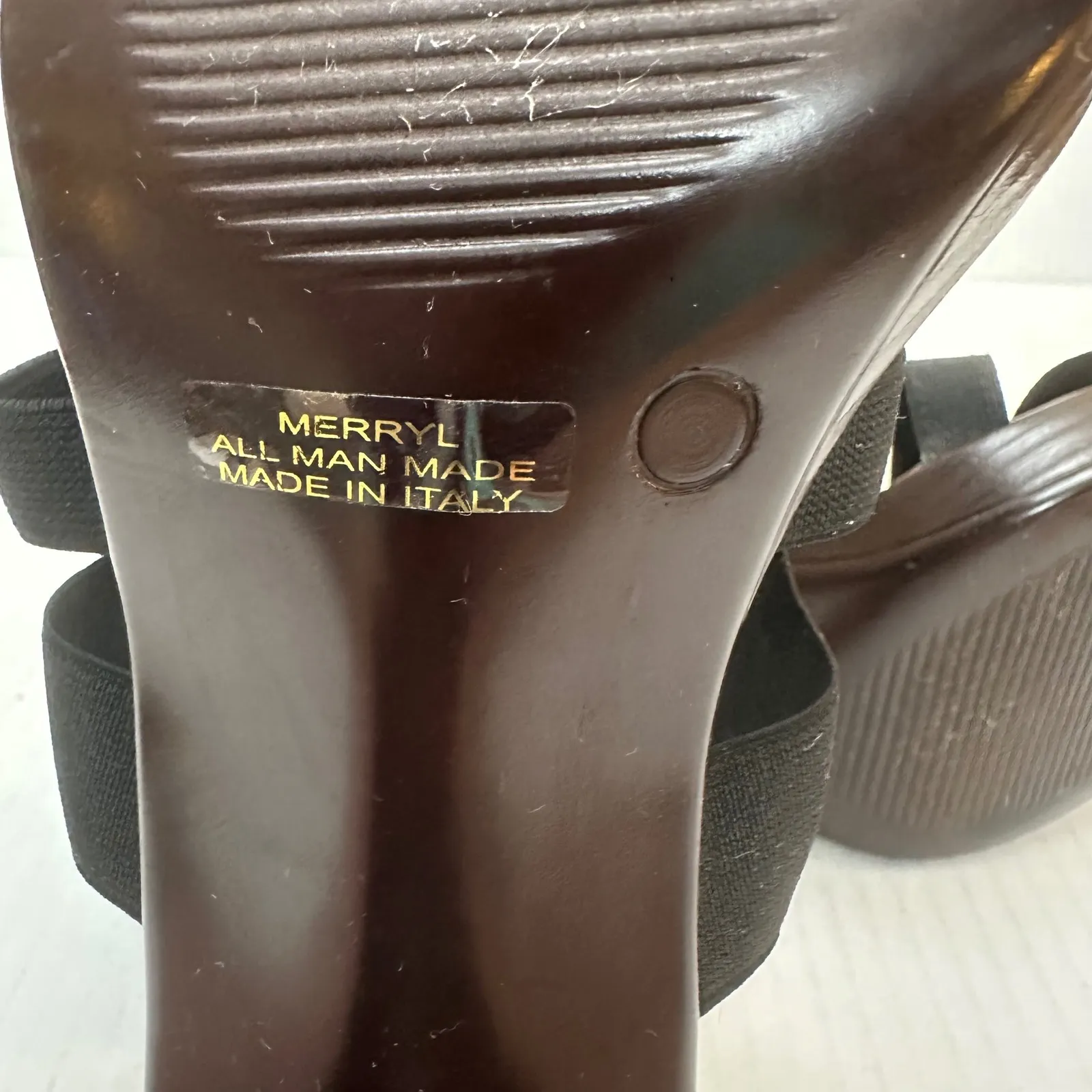 Italian Shoemaker Womens 8 Black Elastic Strappy Block Heel Mules Slides Sandals - Image 15